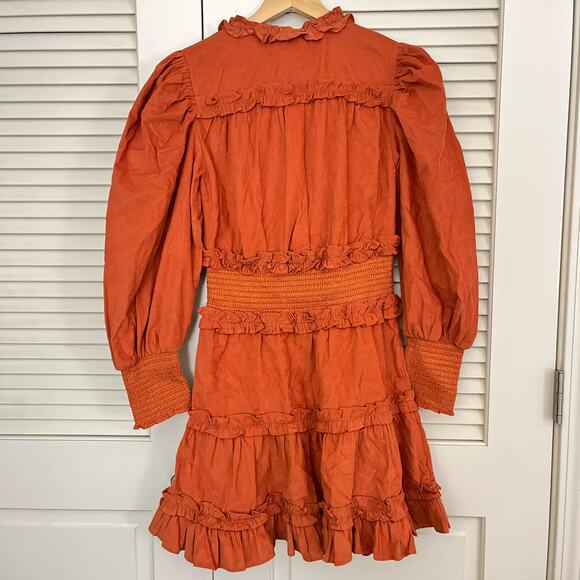 New House of Harlow Deep V Ruffle long sleeve corduroy dress - Picture 8 of 9